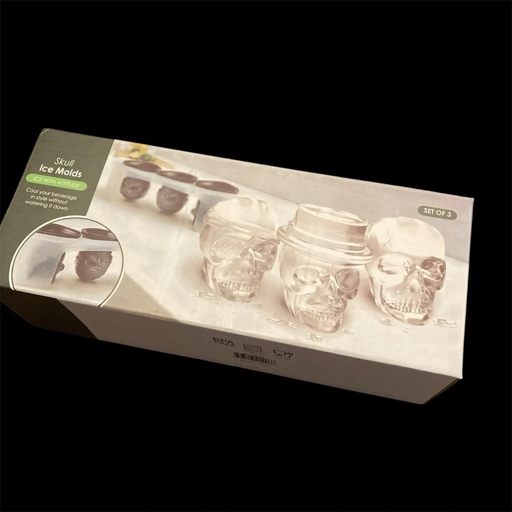 Skull Ice Mold Tray Silicone BPA FREE Dishwasher Safe Halloween Spooky Creepy